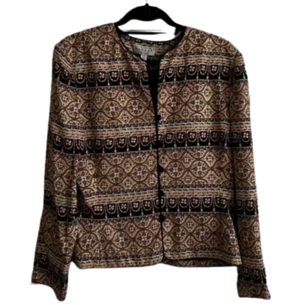 Vintage Adrianna papell silk patterned button jacket